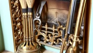 exhibition of decorative fireplace tools and sets
